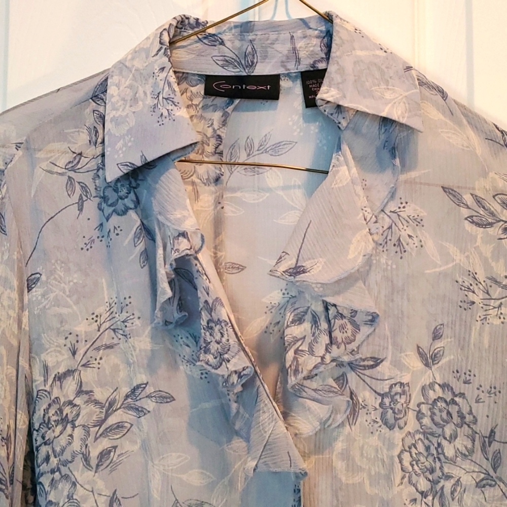Context sheer silk top, sz 2